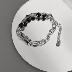 Niche design ice crack crystal bead splicing chain bracelet personalized high-end ins simple hip-hop versatile jewelry