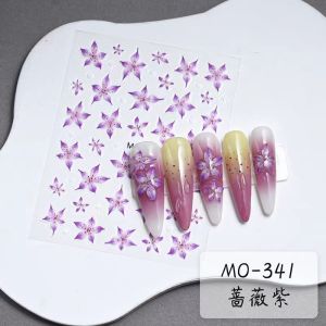 Summer icy lily Fairy Petals Flower Nail Art sticker MO340 341 342美甲贴纸 网红爆款夏日冰透百合花贴纸超仙指甲装饰贴画花瓣国风