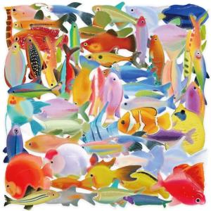 50 Sheets Cá Không Thấm Nước Sticker Biển Miếng dán hình động vật Decal nhãn dán phần thưởng Cá Decal Hình dán trang trí Cho Tạp Chí