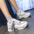 Amoyy Womens New Trendy Leather Surface Thick Bottom Increase High Running Casual Old Daddy Shoes Sneakers. 
