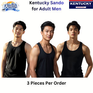 [Wholesale] 3 Pieces Original Kentucky Plain White Cotton Sando Black Top Tanks for Adult Men Teens
