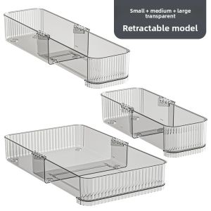 【SG】Retractable drawer transparent tray expandable storage box cosmetic divider kitchen storage box