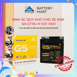 Bình Ắc Quy Khô Hiệu GS cho xe máy Honda SH Ý DYLAN PS Lead cũ Vespa mới Piaggio ZIP GT7A-H 12V-7Ah