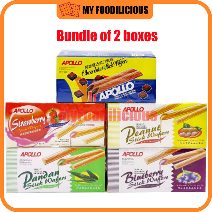 Apollo Stick Wafer / Biskut Snack 30 Pkts Chocolate Pandan Peanut Party ...
