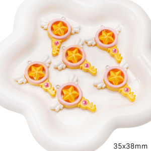 1 chiếc Hạt Charm Hạt chìa khóa trái tim sao nơ Mặt dây chuyền mặt trăng thủy thủ nhựa nhiều màu cho làm đồ trang sức phụ kiện thủ công đồ treo trang trí móc khoá dạng túi tự làm