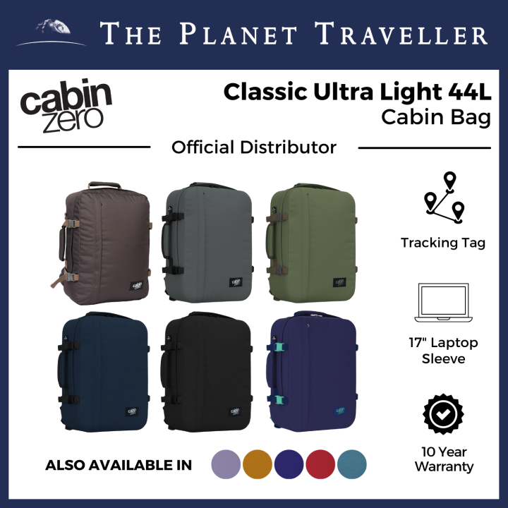 Cabinzero Classic Ultra Light Cabin Bag With Luggage Trackers 44L