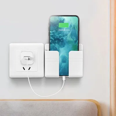 Kệ Đựng Remote Giá Để Điện Thoại Dán Tường Có Khe Dây Sạc