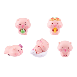 5PCS Cartoon Pig Plastic Miniature Figurines For DIY Enthusiasts Desktop Display Garden Landscape Accessories