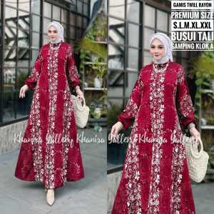 Khanisa Gallery  Gamis Terbaru twill rayon premium pekalongan gamis twil batik cap super abstrak - Home Dress Homey Kolase Abaya Wanita Muslim Kekinian