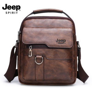 JEEP SPIRIT 1941 ESTD Mens Leather Bag Shoulder Messenger Bag Fashion Mens Backpack Casual Business Messenger Bag