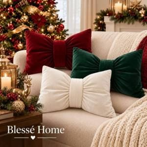 LL Bow Pillow Ribbon Pillow Christmas Pillow Cases Throw Pillow for Home Office Events Catering 18x18 inches pillow case only - high quality item - made of excellent  fabric - reversible - decorative - excellent quality - excllent quality - fabric from