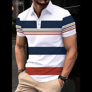 Jeans Fritz Color Block Striped Polo Shirt For Men Short Sleeve Regular Fit Breathable Casual Summer Top COD Fast Delivery