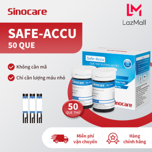 Sinocare Que Thử Đường Huyết Safe Accu 50 Que Thử [Tặng Kèm 50 Kim ]