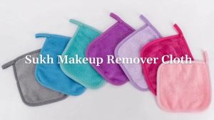 Sukh Makeup Remover Cloth - 7PCS Reusable Makeup Remover Pads Microfiber Soft Face Wash Cloth for All Skin Types Face Towels for Women & Men 6x6" Facial Cleansing Cloths for Travel & Daily Use
