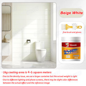 1KG Tile Specific Floor Paint Tile Renovation for Bathroom Kitchen Balcony Floor Wall Tile Color-changing Free Brush Anti-slip High Adhesion Waterproof Wear-resistant