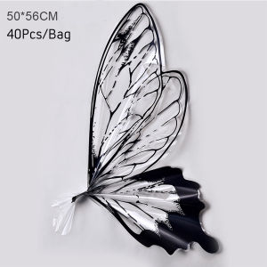 ส่งจากกทม！40แผ่น กระดาษห่อช่อดอกไม้รูปผีเสื้อ 50*56CM สำหรับห่อดอกไม้DIY กระดาษแก้ว