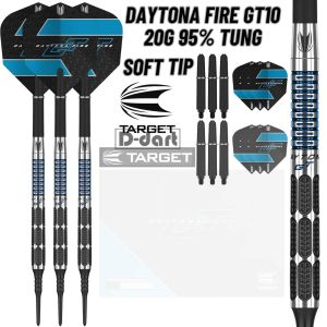 TARGET SOFT TIP DARTS - 20G DAYTONA FIRE GT-10 95% TUNGSTEN ELECTRONIC DART SET