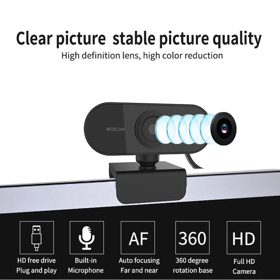 TA-Full HD 1080P Webcam Mini Computer PC WebCamera with Microphone