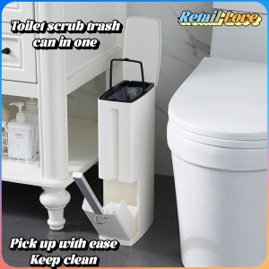 New Elegant 2-in-1 Bathroom Trash Can and Toilet Brush Combo with Hidden Storage