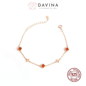 DAVINA Ladies Jenneth Red Bracelet Rose Gold Plated Sterling Silver 925 - Gelang Wanita Perak