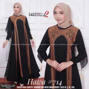 Grosiran Gamis Abaya Model Terbaru Hawa 714 716 Matt Jersey Premium Mix Ceruti Aplikasi Mote dan Bordir M-XXL