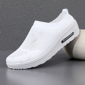 Summer Half Rubber Shoes For Women On Sale Fly Woven Casual Walking Shoes Slip On Comfortable Shoes