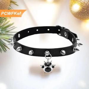 【PCWFKef】 Hip Hop Đen Da Đinh Tán Mèo Móng Vuốt Vòng Cổ Cho Phụ Nữ Tối Cay Cô Gái Chokers Xu Hướng Mát Gothic Thời Trang Đồ Trang Sức Phụ Kiện