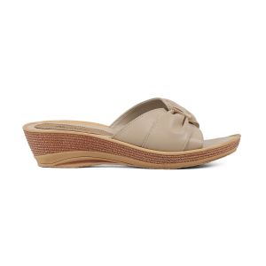 Raindoz - RMH 345 Sandal Selop wedges Casual Wanita Synthetic  Terbaru cream