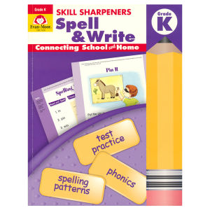 Evan Moor Skill Sharpeners Spell & Write Grade K Exercise Book Kindergarten Grade K 2-3 California Preschool Learning Assistant