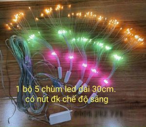 Bộ 5 chùm đèn led pháo hoa 3 tầng cao 30cm dùng trang trí ngoài trời