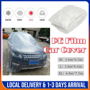 Car Cover Transparent Outdoor Protection Car Cover Waterproof Dustproof Protective Covers 3 Sizes PEVA Plastic Cover Protection Resistant Rain Dust Car Cover Kain Penutup Kereta 汽车罩