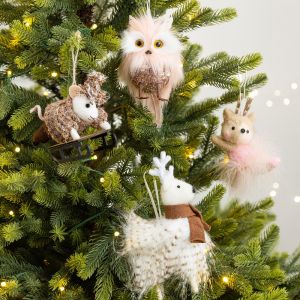 JOMEY Cartoon Christmas Hanging Pendants Sled Mouse Felt Christmas Doll Pendant Cute Elk/Deer Xmas Tree Pendants Home Decor