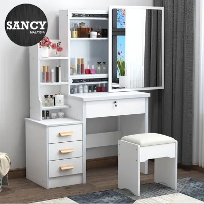 Sancy Modern Vanity Dressing Table Bedroom Makeup Table Economical Storage Cabinet Integrated Dressing Table With Padded Chair - Fulfilled by Sancy