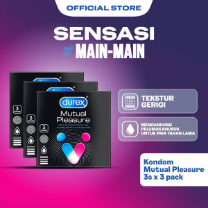 Durex Mutual Pleasure Kondom Gerigi Kondom Pria Tahan Lama 3s (3 pcs) - Condom with Benzocaine
