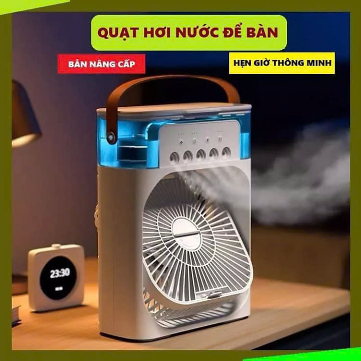 QUẠT ĐIỀU HOÀ PHUN SƯƠNG MINI 3 TỐC ĐỘ GIÓ CÓ ĐÈN LED TIỆN LỢI - QUẠT HƠI NƯỚC TÍCH HỢP ĐÈN NGỦ CÓ HẸN GIỜ THÔNG MINH