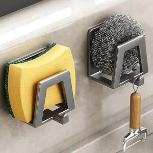 Sponge Holders for Kitchen Sink Stainless Steel Adhesive  Organizer Rack Drain Storage Holder Hooks Bathroom Kitchen Sink Corner Dish Rack