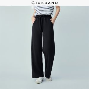 Giordano Beau Monde Women Flat felled seams elastic waist pants Free Shipping 13416842