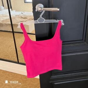 1042 เสื้อสายเดี่ยวมีบราในตัวเปิดหลังเรียบง่าย ผ้านิ่มๆใส่สบาย Built-in Bra camisole