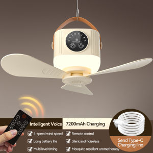 【SPOETRY】Ceiling Fan And Stand Fan 7200Mah Adjustable Mini Fan Remote Ceiling Fan Rechargeable Fan For Bathroom / Kitchen /Outdoor camping