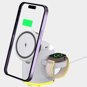 Portable 3 in 1 Magnetic Wireless Charging Station for Samsung Apple Watch Fast Charger Dock Station Stand