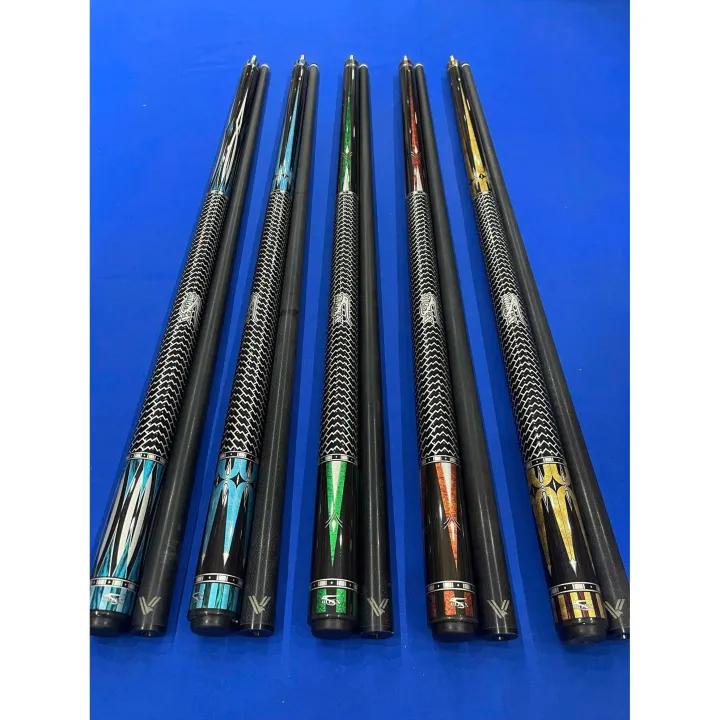 Combo cơ bida Aileex full carbon Composite. Cơ bida carbon giá rẻ HSSV. Cơ bida ruby màu sắc carbon Composite