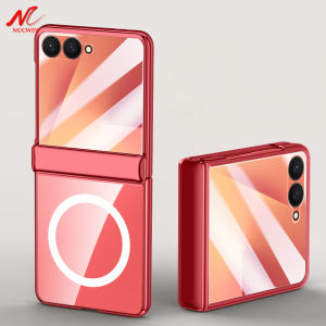 Transparent Acrylic Plating magnetic Case for Samsung Galaxy Z Flip 7 8 Flip7 Flip8 Hinge Protection Screen Protector Cover