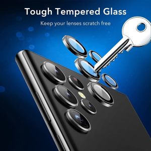 Metal Ring Tempered Glass film For Samsung Galaxy S25 Ultra S25 Plus S25 Camera Lens Screen Protector For Samsung Galaxy S24 Ultra Galaxy S23 ultra Cover Caps Film