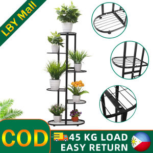 6-layer flower pot stand wrought iron indoor plant stand outdoor flower stand home living room balcony garden steel floor rack stand metal outdoor potted plant stand garden decoration flower stand