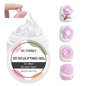 Solid Builder Gel For Nails Clear Nail Art for 3D Sculpting Gel Sock Off UV LED with Silicone Mold Salon DIY at Home16g/0.56oz