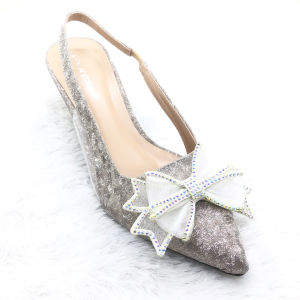 Sandal Pesta Pita Elegan dengan Glitter Ribbon Contessa Series Purple Shoes