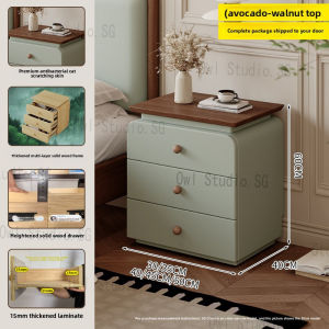 [Cozy ]Bedside Table Cream Style Home Bedroom Solid Wood Light Luxury High-end Small Storage Cabinet