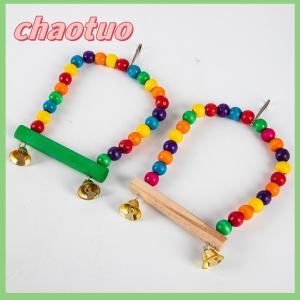 chaotuo Đồ chơi đu đưa Vẹt bằng gỗ tự nhiên lồng XÍCH ĐU cá rô treo chim hạt nhiều màu