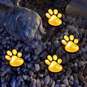 SXH New Solar Lawn Lamp LED Dogs Paw Floor Lamp Outdoor Yard Lamp Garden Decoration One-to-Four Footprints Lamp