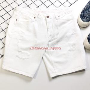 Celana Jeans Pendek Pria Sobek Non Stretch Tidak Melar Celana Denim Ripped Dewasa Distro Cowok Santai  Skinny